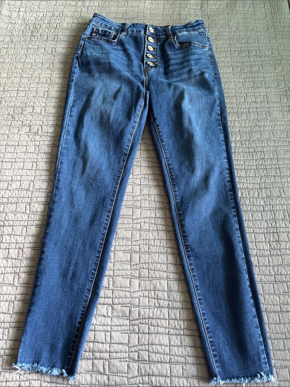 KanCan Dark Blue High-Rise Skinny Jeans with Button Fly